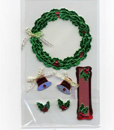 Christmas Foil & Felt Stickers - Wreath & Bits (FX177)
